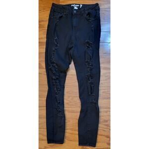 Refuge Jeans Women Juniors Size 7 Miami Black Denim High Rise Super Skinny
